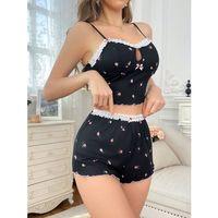 Yumuşak Kumaşlı Çiçekli Şortlu Dantelli Gecelik Takımı, Rahat Ve Şık Ev Giyim,kadın Pijama