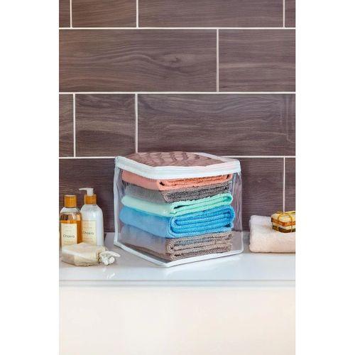 3 Adet Mini Şeffaf Hurç Havlu Giysi Iç Çamaşırı Düzenleyici Saklama Çantası 25x25cm