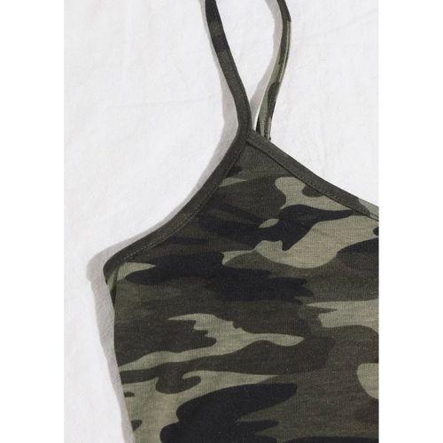 Kadın Kamuflaj Desenli Askılı Crop Top Ve Şortlu Gecelik Takım