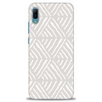 Huawei Y6 2019 Kılıf HD Baskılı Kılıf - Gri Mozaik + Tam Ekran Koruyucu