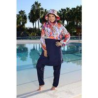 Estiva 26974 Lacivert Paradise Tam Kapalı Croplu Şapkalı Pantolonlu Tesettür Mayo