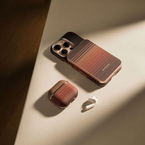 Apple Airpods 4 Kılıf Aramid Fiber Pitaka Tactile Woven Sunset-Moonrise Serisi Sunset Kapak