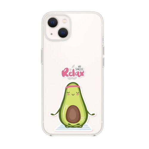 iPhone 13 Mini Relax Avokado Desenli Premium Silikonlu Şeffaf Telefon Kılıfı