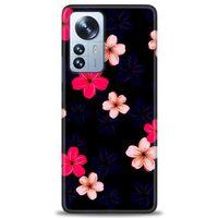 Xiaomi Mi 12 Pro Kılıf HD Baskılı Kılıf - Pembe Mavi Çiçekler + Tam Ekran Koruyucu