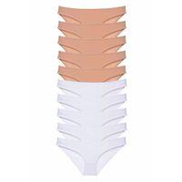 10 adet Süper Eko Set Likralı Kadın Slip Külot Ten Beyaz