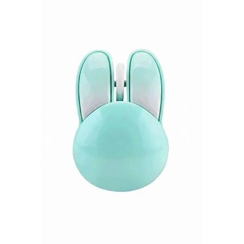 Tavşan Figürlü Kablosuz Mouse Pil Dahil Etiket Hediyeli Mavi