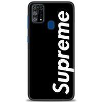 Samsung Galaxy M31 Kılıf HD Baskılı Kılıf - Supreme Siyah + Tam Ekran Koruyucu