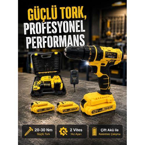 Ergonomik Tasarımlı 12v Matkap | 2 Vitesli, Led Aydınlatmalı Ve Dayanıklı