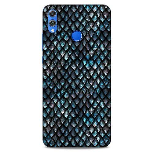 Huawei Honor 8x Kılıf Dragons (10) Full Koruma Kılıfı Ejderha Skin Mavi Beyaz