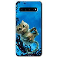 Potkal Hediye Fabrikası Samsung Galaxy S10 Plus HD Baskılı Kılıf + 9D Tam Ekran Koruyucu - Çılgın Kedi