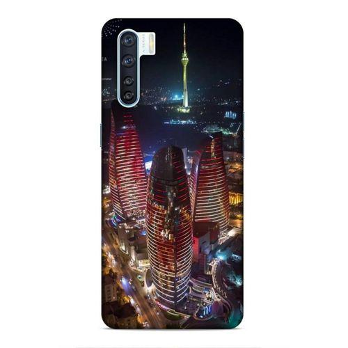 Oppo A91 Uyumlu Kılıf Azarbaijan (33) Hybrid Kılıf Kuleler Gece