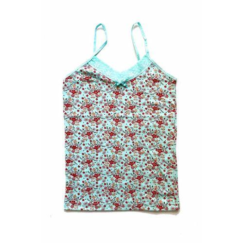 2 Adet Kadın Askılı Desenli Atlet Dantelli Empirme Pamuklu Penye D5-6