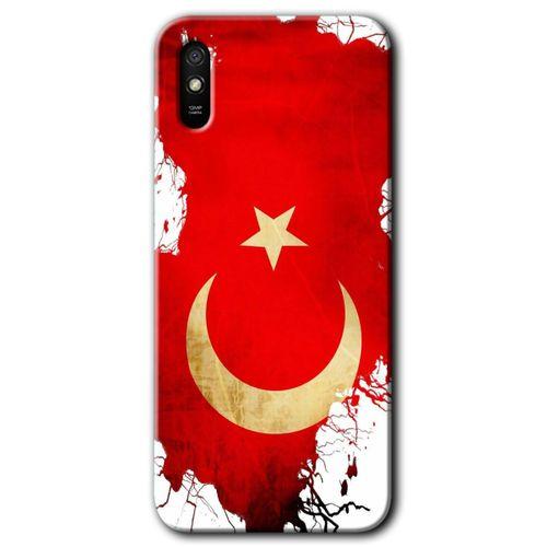 MRCİLETİSİM Xiaomi Redmi 9A Kılıf Baskılı Kapak - Türkiyem + 5D Tam Kaplayan Cam