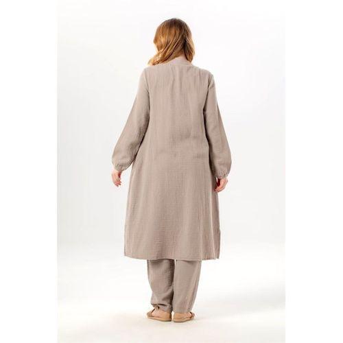 Uzun Kol Yaren Hakim Yaka Yazlık Müslin Tunik Taş Tas
