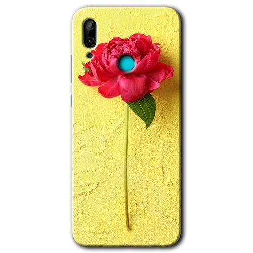 MRCİLETİSİM Huawei P smart 2019 Kılıf Baskılı Kapak - Kırmızı Gül + 5D Tam Kaplayan Cam