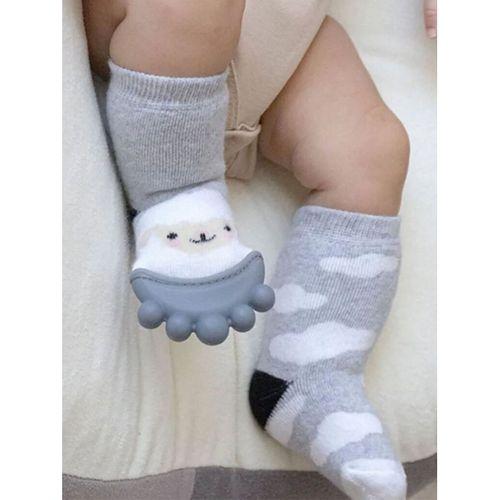 Babyjem BabyJem Silikon Diş Kaşıyıcılı Havlu Bebek Çorap Gri