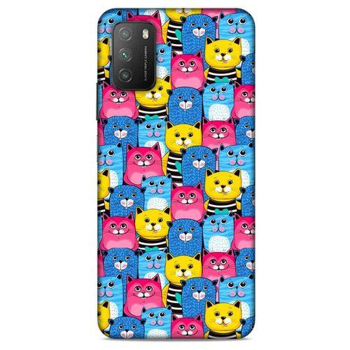 Lopard Xiaomi Poco M3 Uyumlu Kılıf Kediler (36) Glitter Kılıf Mavi Pembe
