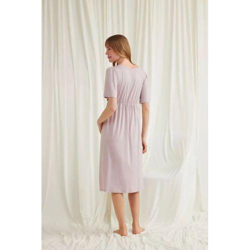 Dantelli Önü Düğmeli Hamile Lohusa Viskon Gecelik