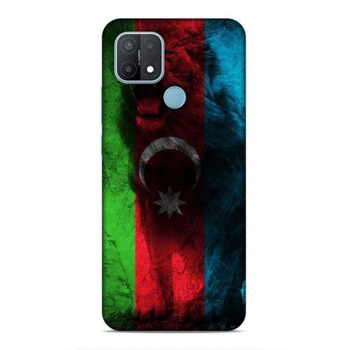 Oppo A15 Uyumlu Kılıf Azarbaijan (35) Fit Design Kılıf Bayrak Aslanlı