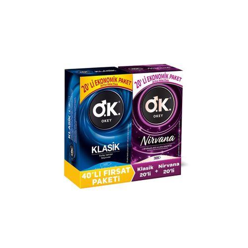 Okey Nirvana 20li + Klasik 20li Prezervatif