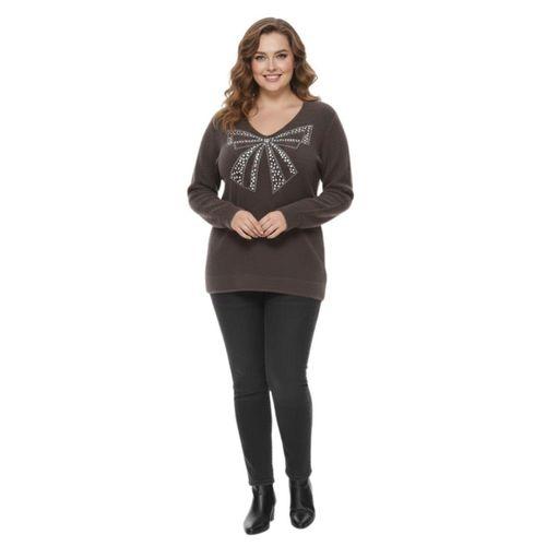 Kadın V Yaka İnci Modelli Sakallı Triko Kazak BGL-ST05078