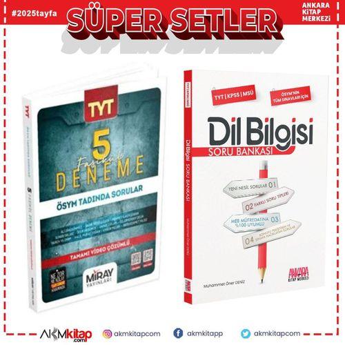 Miray Yayınları TYT Tüm Dersler Fasikül 5 Deneme ve AKM Dil Bilgisi Soru Bankası Seti 2 Kitap