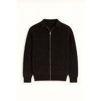 Coppola Selanik Örgü Polo Yaka Cepli Fermuarlı Rahat Kalıp Erkek Triko Hırka - Siyah