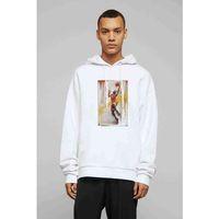 Basketbolcu Spor Baskılı Beyaz Erkek Kapşonlu Sweatshirt
