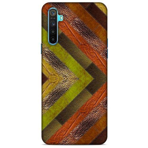 Oppo Realme 6i Kılıf Patchwork (10) Full Koruma Kılıfı Yeşil Turuncu