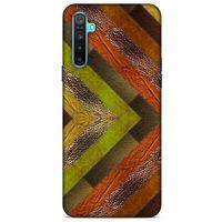 Oppo Realme 6i Kılıf Patchwork (10) Full Koruma Kılıfı Yeşil Turuncu