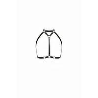 Siyah Göğüs Harness Deri Yüksek Yaka Halka Detaylı - Brf245