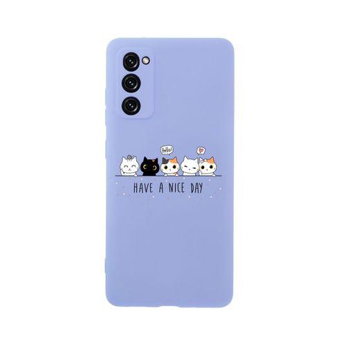 Samsung S20 FE Şirin Kedicikler Premium Silikonlu Lila Telefon Kılıfı