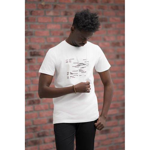 Slim Fit Sıfır Yaka Baskılı Pamuklu T-Shirt