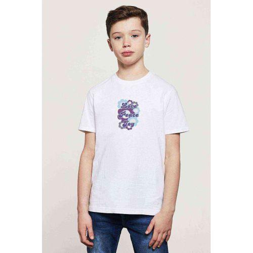 LOVE PEACE Baskılı Unisex Çocuk Beyaz t-shirt