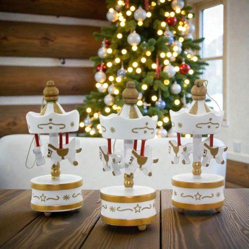 6 ADET VIP AHŞAP MİNİ BEYAZ ATLI KARINCA DEKORATİF SÜS VIP YILBAŞI HEDİYELERİ YILBAŞI AĞACI SÜSLERİ