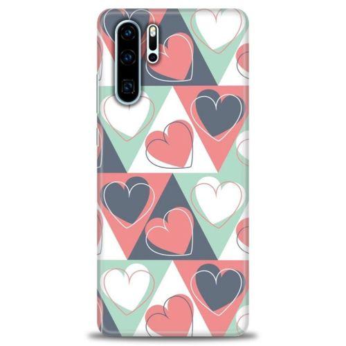 Huawei P30 Pro Kılıf HD Baskılı Kılıf - Kalp Kalp + Tam Ekran Koruyucu