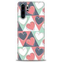 Huawei P30 Pro Kılıf HD Baskılı Kılıf - Kalp Kalp + Tam Ekran Koruyucu