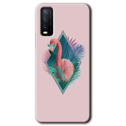 MRCİLETİSİM Vivo Y11s Kılıf HD Desen Baskılı Arka Kapak + Temperli Cam - Flamingo