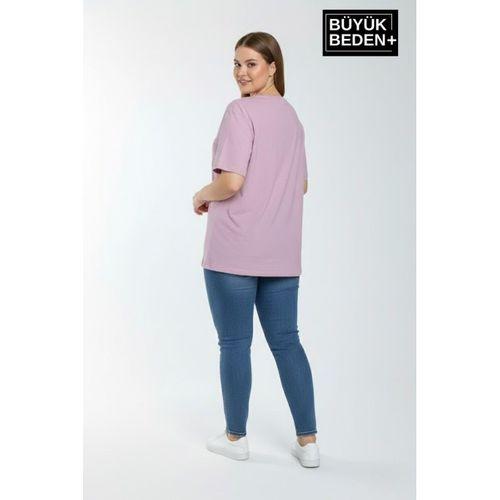 Kadın Büyük Beden El Yazılı Brooklyn Baskılı 3xl-6xl Bisiklet Yaka Tshırt SPR25BTSK510-6