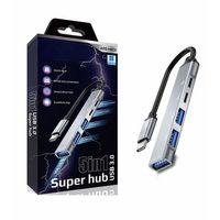 5in1 Metal Usb Hub – Yüksek Hızlı Çoklayıcı, 5 Bağlantı Noktalı, Dayanıklı Ve Taşınabilir Tasarım