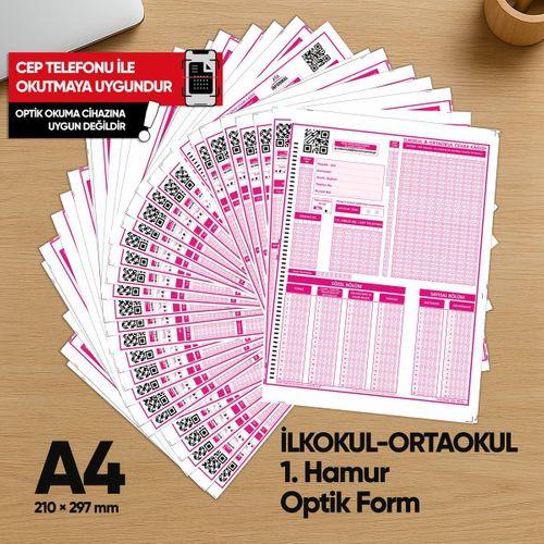 İlkokul-Ortaokul Deneme Sınavları İçin 100 Adet (80 GR) Optik Form