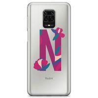 Xiaomi Redmi Note 9 Pro Kılıf N Harfi Çiçekli Arka Kapak Koruma Desenli Full Koruyucu