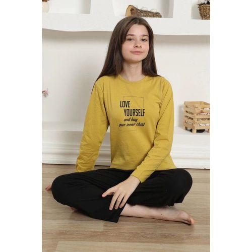 Kız Çocuk Penye Pijama Takım Sarı