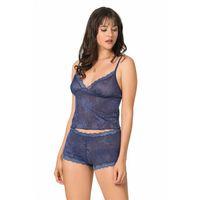 Lacivert Jakarlı Babydoll Şort Takımı