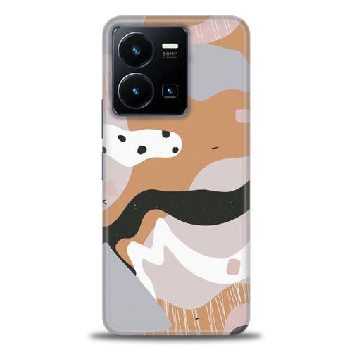 Tecno Spark Go 2023 Kılıf HD Baskılı Kılıf - Kahve Beyaz + Tam Ekran Koruyucu