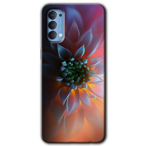 Oppo Reno 4 Kılıf HD Desen Baskılı Arka Kapak - Çiçek Motif + Kırılmaz Cam