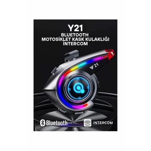 Y21 Rgb Işık Efektli Intercom Bluetooth Motosiklet Kask Kulaklığı Intercom Kulaklık