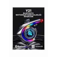 Y21 Rgb Işık Efektli Intercom Bluetooth Motosiklet Kask Kulaklığı Intercom Kulaklık