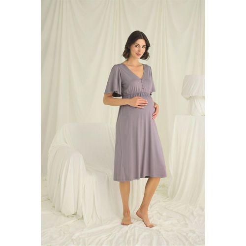 Dantelli Önden Düğmeli Hamile Lohusa Gecelik