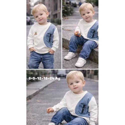 9-24 Ay Cep Detaylı Kot Bebek Takımı